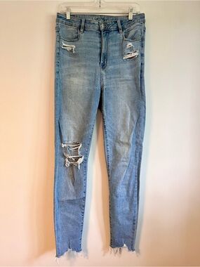 American Eagle Light Blue Distressed High-Rise Skinny Jeans
